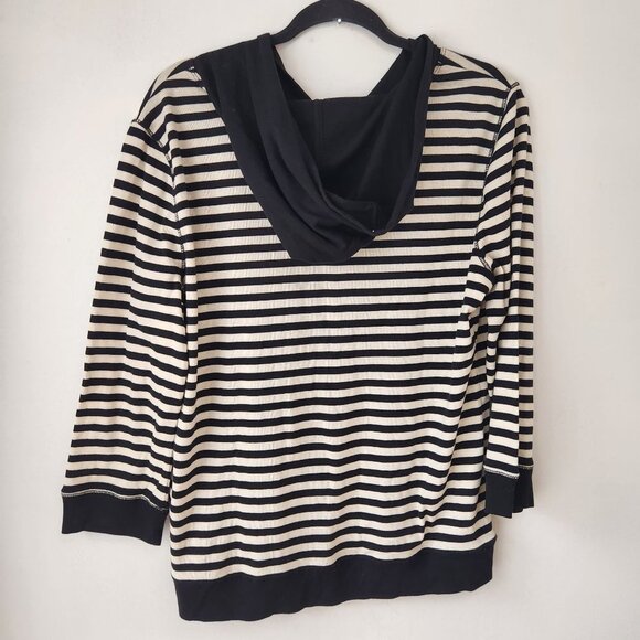 Lauren Ralph Lauren LRL Nautical Striped Hooded Long Sleeve Pullover Sweatshirt - Picture 3 of 6